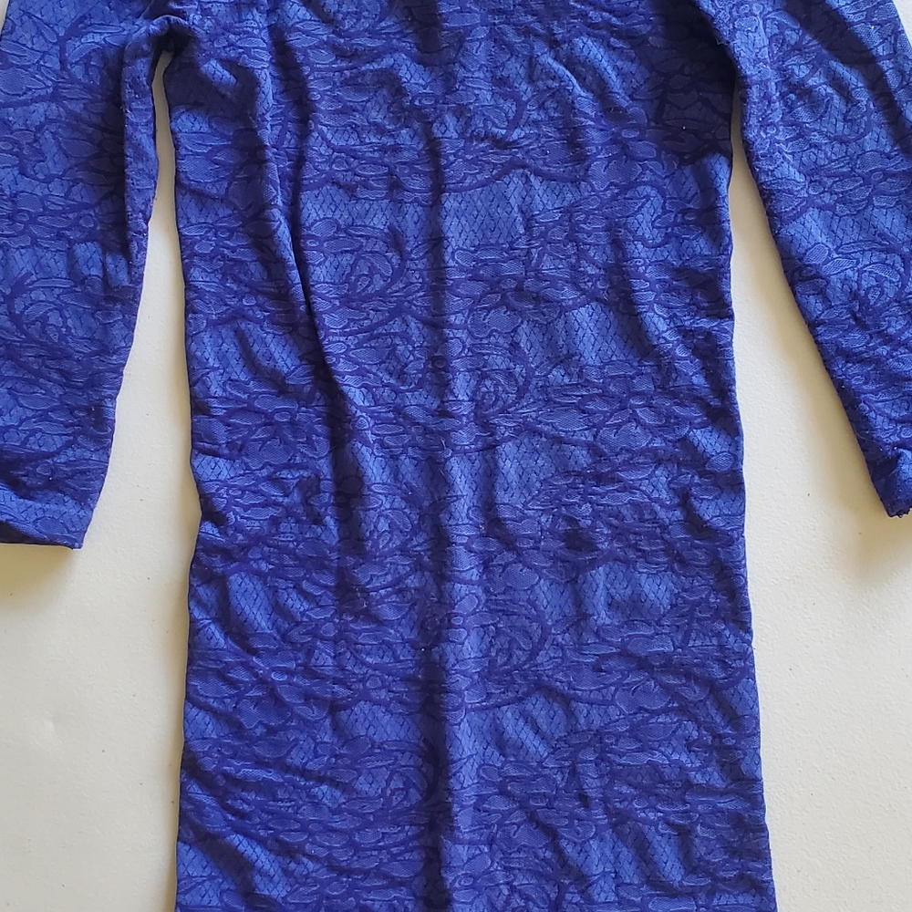 Cobalt Blue dress with Navy blue flower patterned Bodycon Dress